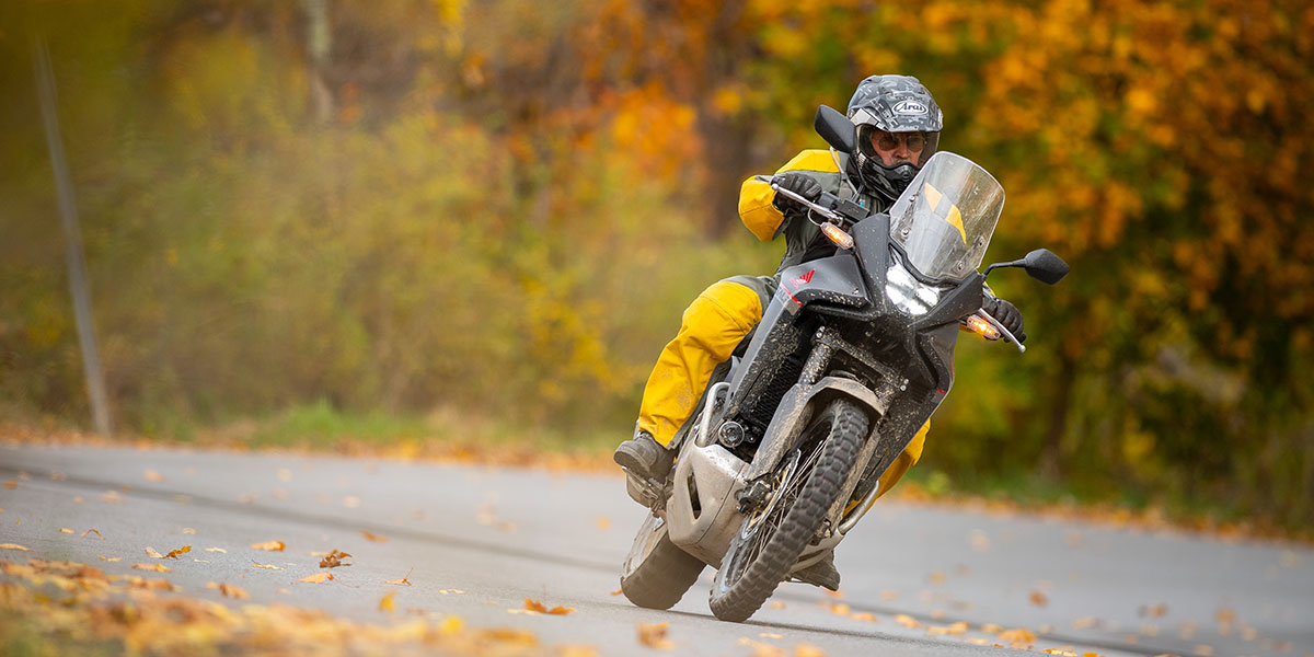 Motorcycle driving down road