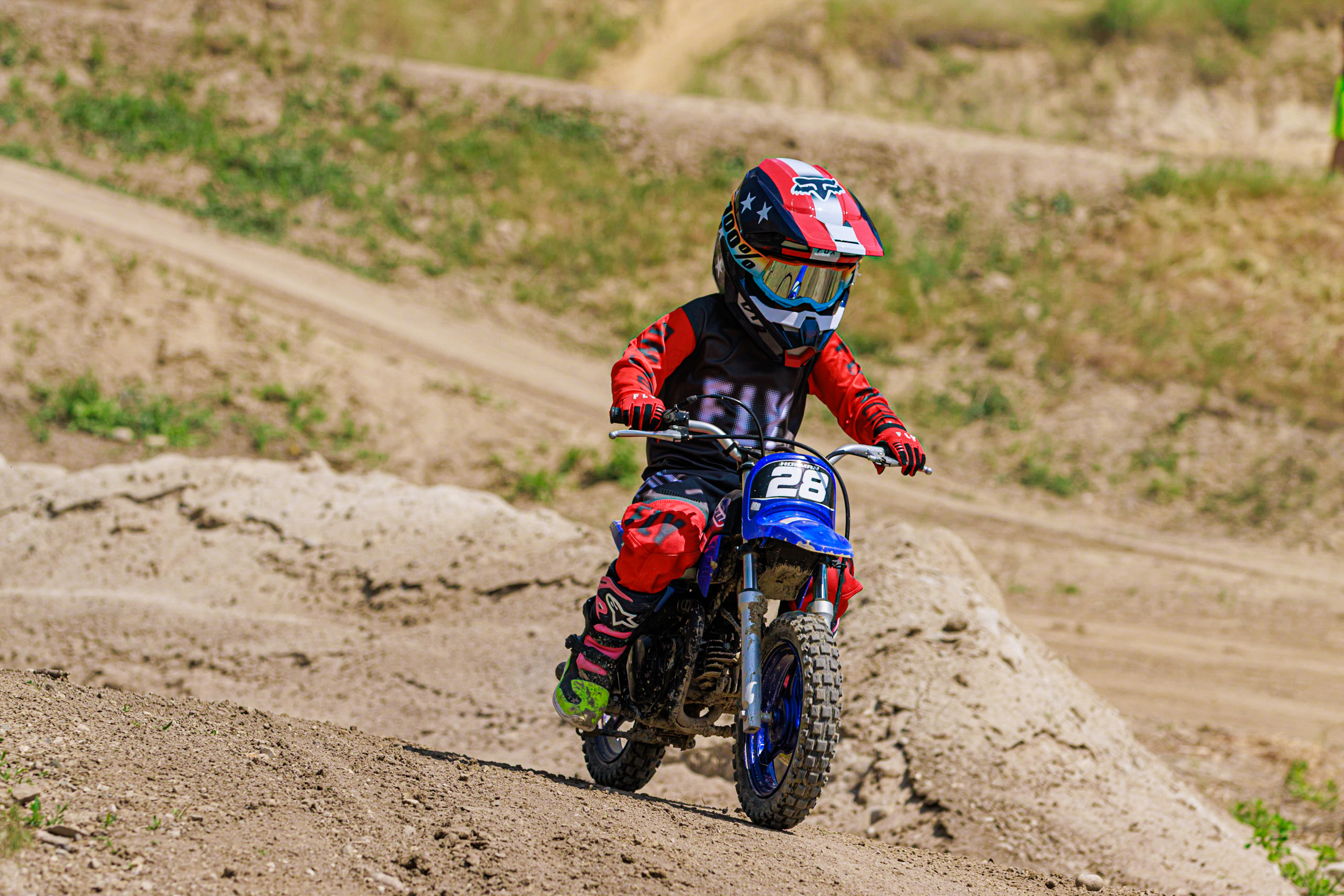 Kid dirt biking during take your kid dirt biking month