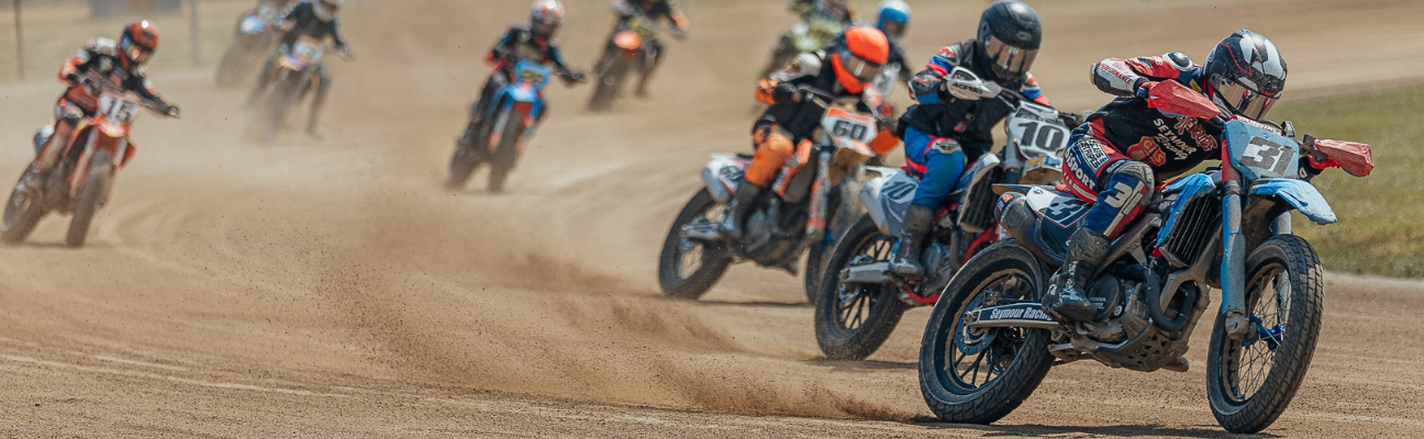 Flat track racers mid race