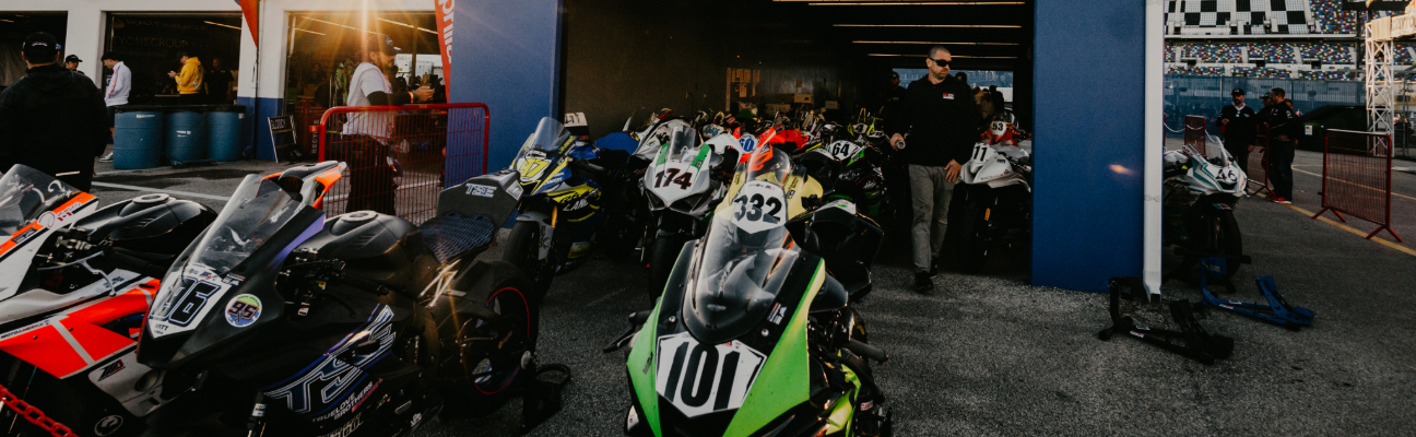 Motorcycles parked in AMA building